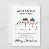 Peanuts | 3 persoons sneeuwman feestdagenkaart (Voorkant)