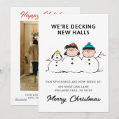 Peanuts | 3 persoons sneeuwman feestdagenkaart (Voorkant / Achterkant)