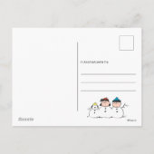 Peanuts | 3 persoons sneeuwman feestdagenkaart (Achterkant)