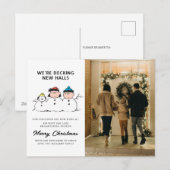 Peanuts | 3 persoons sneeuwman feestdagenkaart (Voorkant / Achterkant)