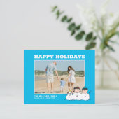 Peanuts | 3 persoons sneeuwman feestdagenkaart (Staand voorkant)