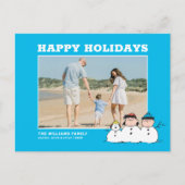 Peanuts | 3 persoons sneeuwman feestdagenkaart (Voorkant)