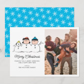 Peanuts | 3 persoons sneeuwman feestdagenkaart (Voorkant / Achterkant)