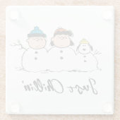 Peanuts | 3 persoons sneeuwman glazen onderzetter (Achterkant)