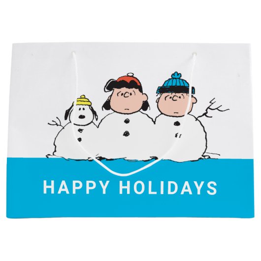 Peanuts | 3 persoons sneeuwman groot cadeauzakje (Voorkant)