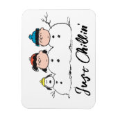 Peanuts | 3 persoons sneeuwman magneet (Verticaal)