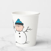 Peanuts | 3 persoons sneeuwman papieren bekers (Achterkant)