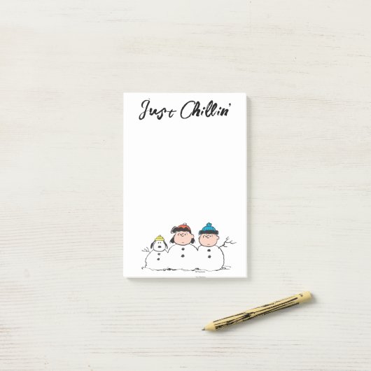 Peanuts | 3 persoons sneeuwman post-it® notes (Op bureau)