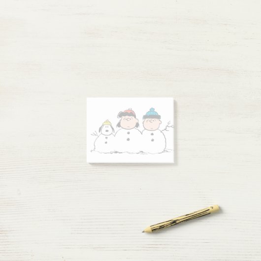 Peanuts | 3 persoons sneeuwman post-it® notes (Op bureau)
