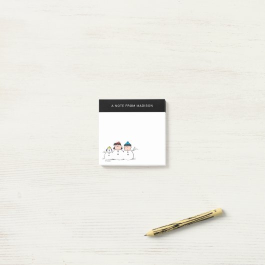 Peanuts | 3 persoons sneeuwman post-it® notes (Op bureau)