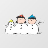 Peanuts | 3 persoons sneeuwman raamsticker (Vel)