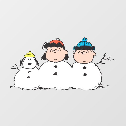 Peanuts | 3 persoons sneeuwman raamsticker (Vel)