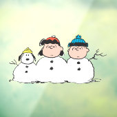 Peanuts | 3 persoons sneeuwman raamsticker (Vel 3)