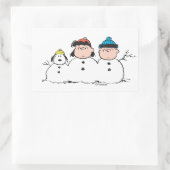 Peanuts | 3 persoons sneeuwman rechthoekige sticker (Tas)