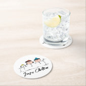 Peanuts | 3 persoons sneeuwman ronde kartonnen onderzetter (Insitu)