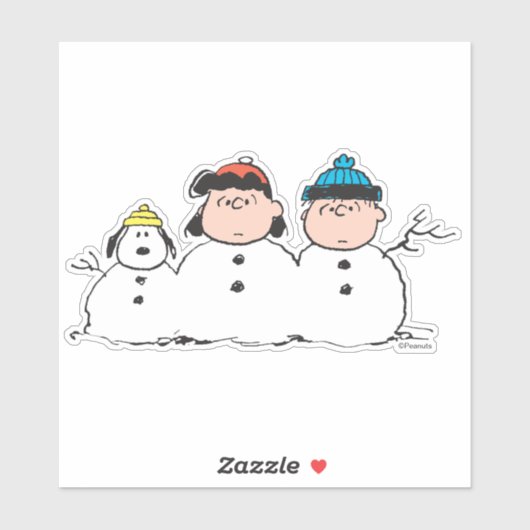 Peanuts | 3 persoons sneeuwman sticker (Vel)