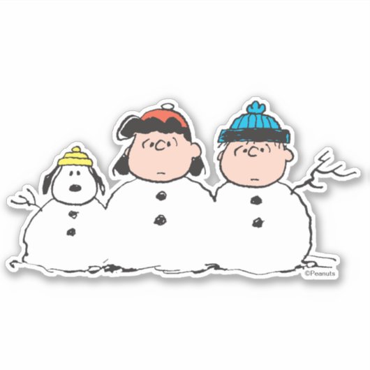 Peanuts | 3 persoons sneeuwman sticker (Voorkant)
