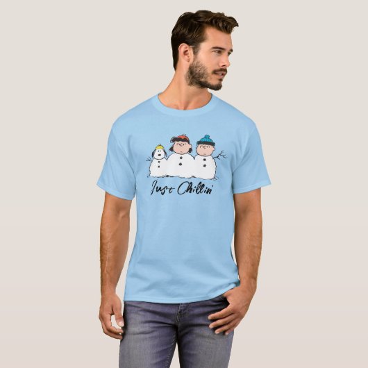Peanuts | 3 persoons sneeuwman t-shirt (Voorkant volledig)