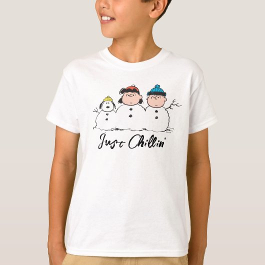 Peanuts | 3 persoons sneeuwman t-shirt (Voorkant)