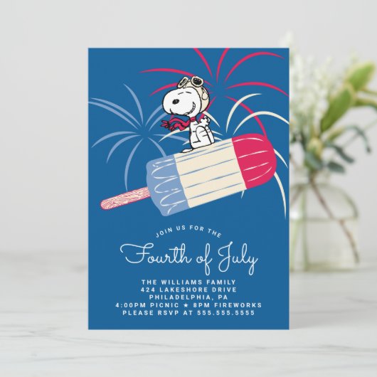 Peanuts 4 juli picknick feestdagenkaart (Staand voorkant)