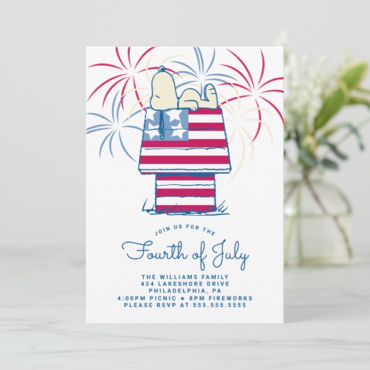 Peanuts 4 juli picknick feestdagenkaart (Staand voorkant)