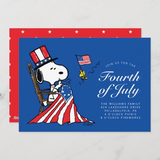 Peanuts 4 juli picknick feestdagenkaart (Voorkant / Achterkant)