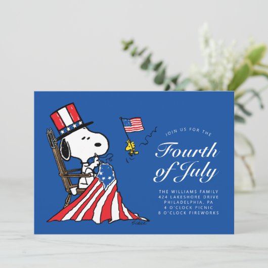 Peanuts 4 juli picknick feestdagenkaart (Staand voorkant)