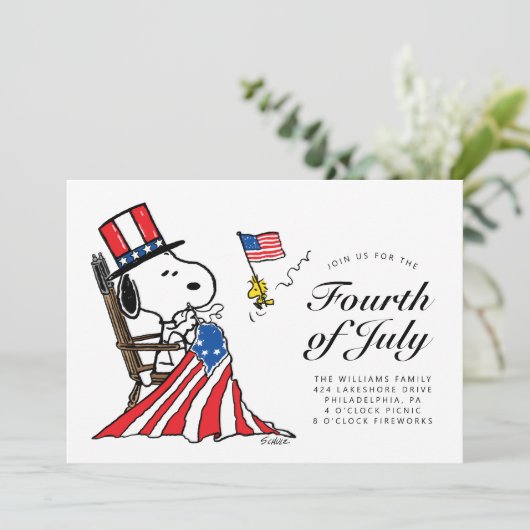 Peanuts 4 juli picknick feestdagenkaart (Staand voorkant)