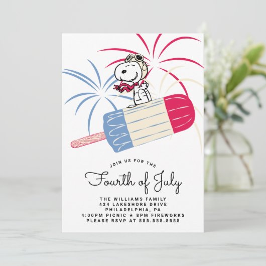 Peanuts 4 juli picknick feestdagenkaart (Staand voorkant)