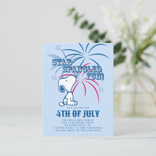 Peanuts 4 juli Star Spangled Fun Briefkaart (Staand voorkant)