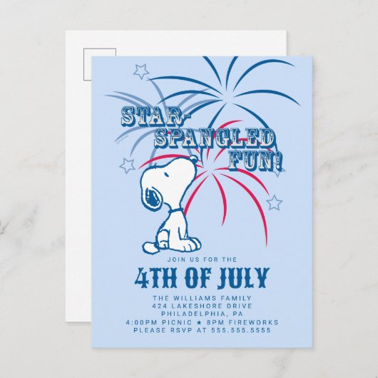 Peanuts 4 juli Star Spangled Fun Briefkaart (Voorkant / Achterkant)