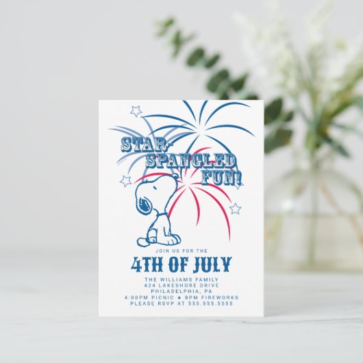 Peanuts 4 juli Star Spangled Fun Briefkaart (Staand voorkant)