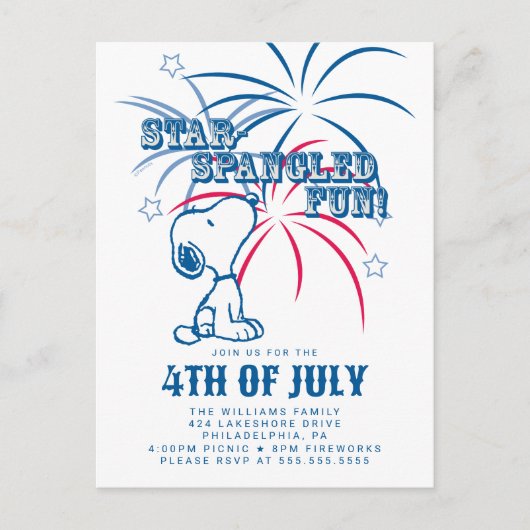 Peanuts 4 juli Star Spangled Fun Briefkaart (Voorkant)
