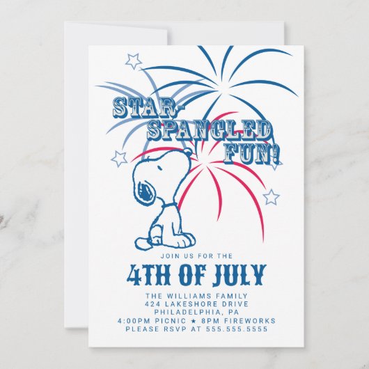 Peanuts 4 juli Star Spangled Fun Feestdagenkaart (Voorkant)