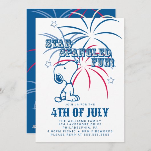 Peanuts 4 juli Star Spangled Fun Feestdagenkaart (Voorkant / Achterkant)