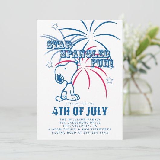 Peanuts 4 juli Star Spangled Fun Feestdagenkaart (Staand voorkant)