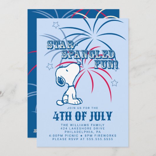 Peanuts 4 juli Star Spangled Fun Feestdagenkaart (Voorkant / Achterkant)