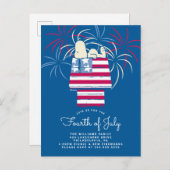 Peanuts 4th van juli Picknick Uitnodiging (Voorkant / Achterkant)