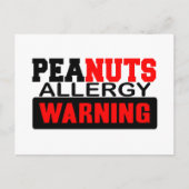 Peanuts Allergy Warning Briefkaart (Voorkant)