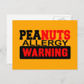 Peanuts Allergy Warning Briefkaart (Voorkant / Achterkant)