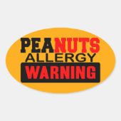 Peanuts Allergy Warning Ovale Sticker (Voorkant)