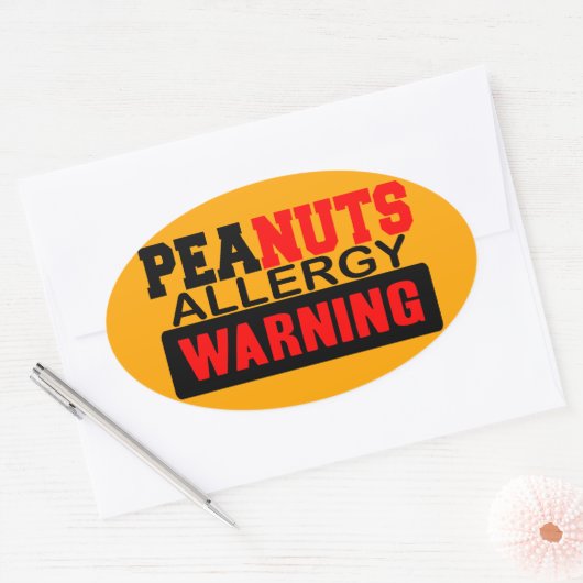 Peanuts Allergy Warning Ovale Sticker (Envelop)