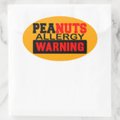 Peanuts Allergy Warning Ovale Sticker (Tas)