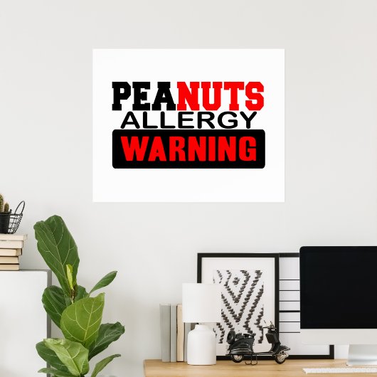 Peanuts Allergy Warning Poster (Thuiskantoor)