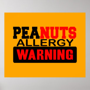 Peanuts Allergy Warning Poster