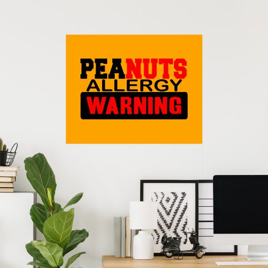 Peanuts Allergy Warning Poster (Thuiskantoor)