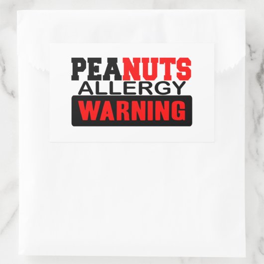 Peanuts Allergy Warning Rechthoekige Sticker (Tas)