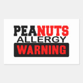 Peanuts Allergy Warning Rechthoekige Sticker (Voorkant)
