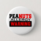 Peanuts Allergy Warning Ronde Button 5,7 Cm (Voorkant)