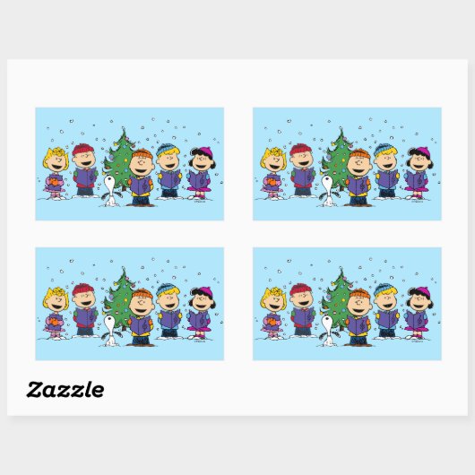 Peanuts | Around the Christmas Tree Rectangular St Rechthoekige Sticker (Vel)